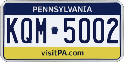 PA license plate KQM5002