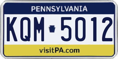 PA license plate KQM5012