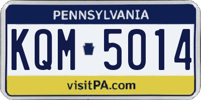PA license plate KQM5014