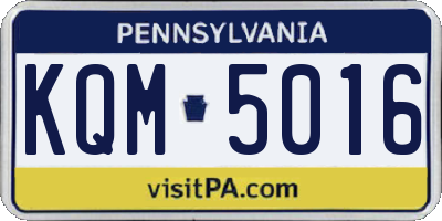 PA license plate KQM5016