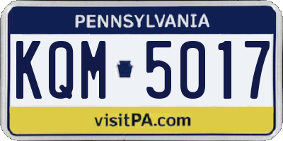 PA license plate KQM5017