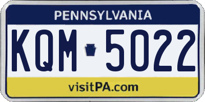 PA license plate KQM5022