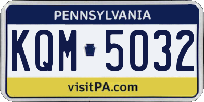 PA license plate KQM5032