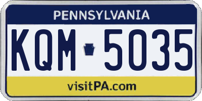 PA license plate KQM5035