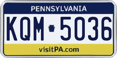 PA license plate KQM5036
