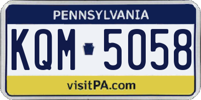 PA license plate KQM5058
