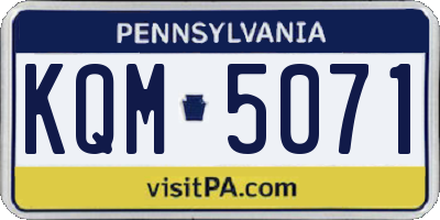 PA license plate KQM5071