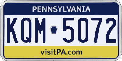PA license plate KQM5072