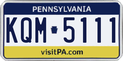 PA license plate KQM5111