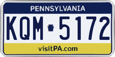 PA license plate KQM5172