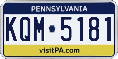 PA license plate KQM5181