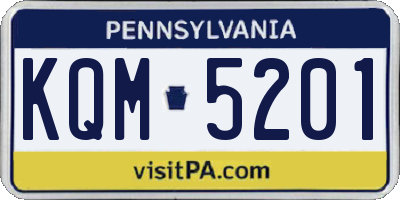 PA license plate KQM5201