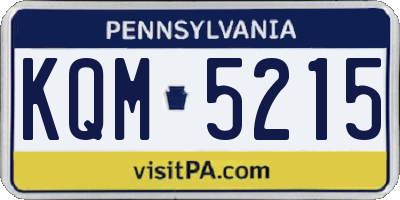 PA license plate KQM5215
