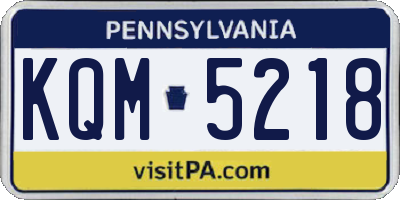 PA license plate KQM5218