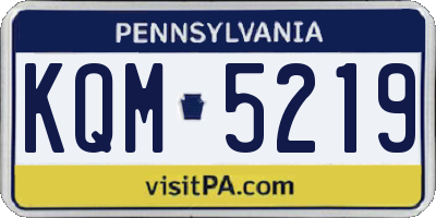 PA license plate KQM5219