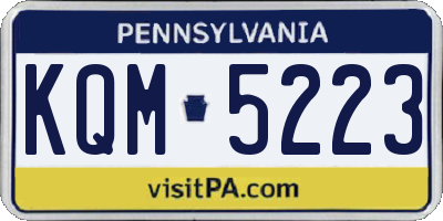 PA license plate KQM5223