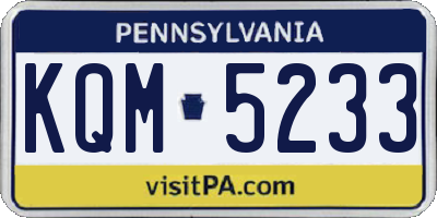 PA license plate KQM5233