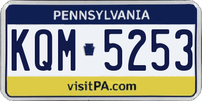 PA license plate KQM5253