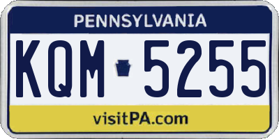 PA license plate KQM5255