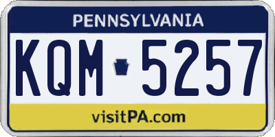 PA license plate KQM5257