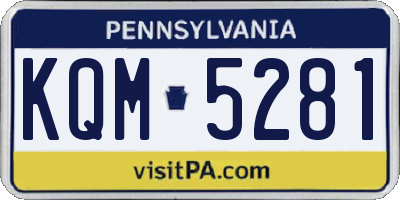 PA license plate KQM5281