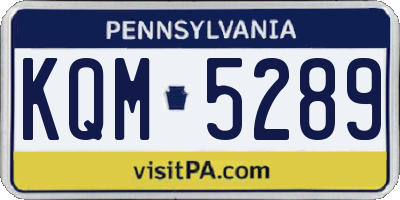 PA license plate KQM5289