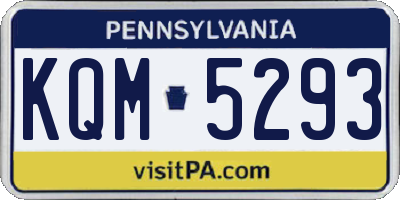 PA license plate KQM5293