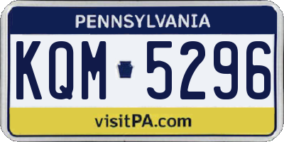 PA license plate KQM5296