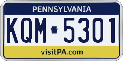 PA license plate KQM5301