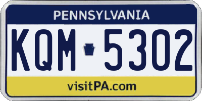 PA license plate KQM5302