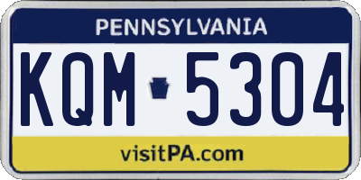 PA license plate KQM5304