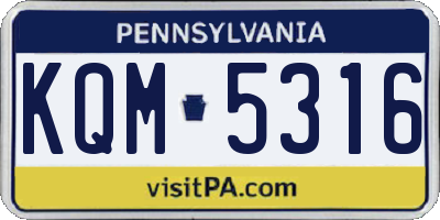 PA license plate KQM5316