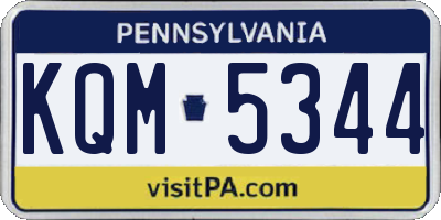 PA license plate KQM5344