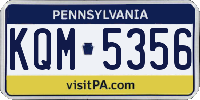PA license plate KQM5356