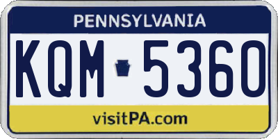 PA license plate KQM5360
