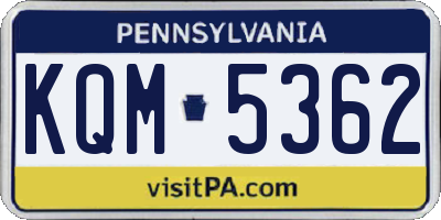 PA license plate KQM5362