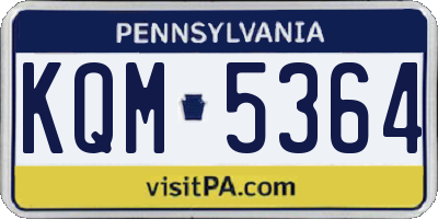 PA license plate KQM5364