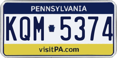 PA license plate KQM5374
