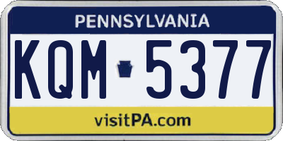 PA license plate KQM5377