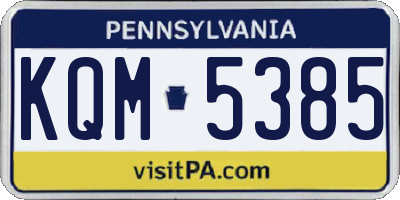 PA license plate KQM5385