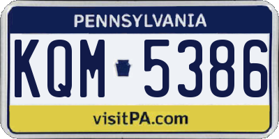 PA license plate KQM5386