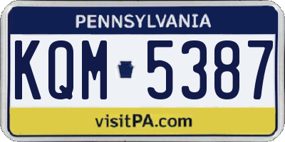 PA license plate KQM5387