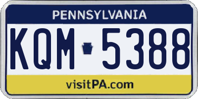 PA license plate KQM5388