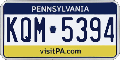PA license plate KQM5394