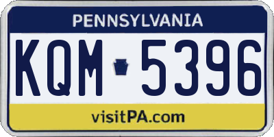 PA license plate KQM5396