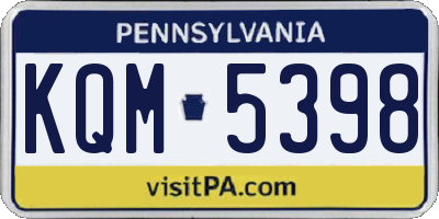 PA license plate KQM5398