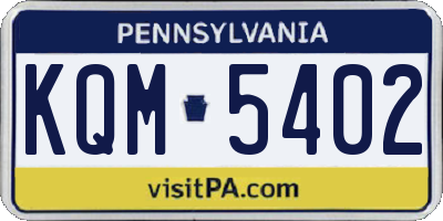 PA license plate KQM5402