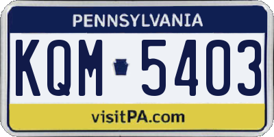 PA license plate KQM5403