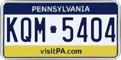 PA license plate KQM5404