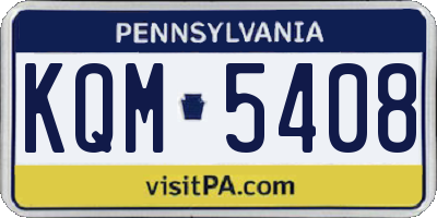 PA license plate KQM5408